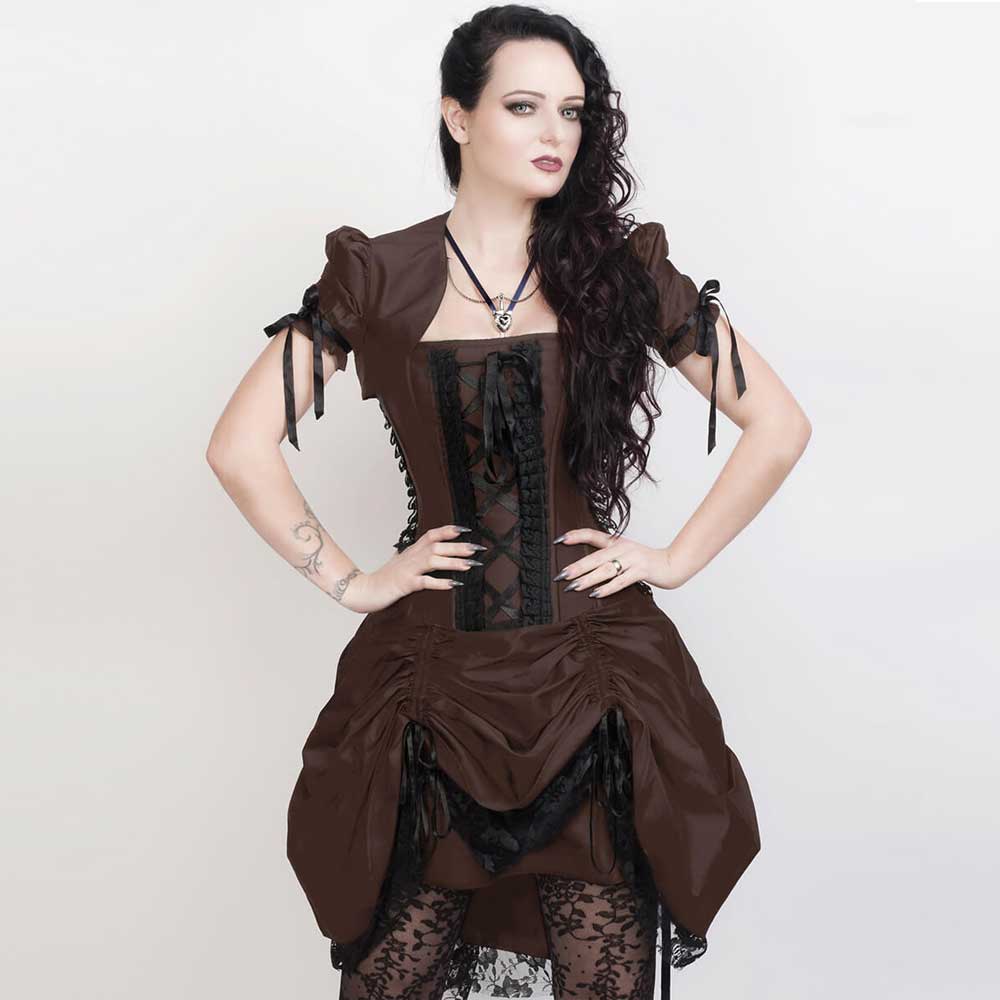 Attitude Corsets - Victorian short dress Courte corset robe - Marron